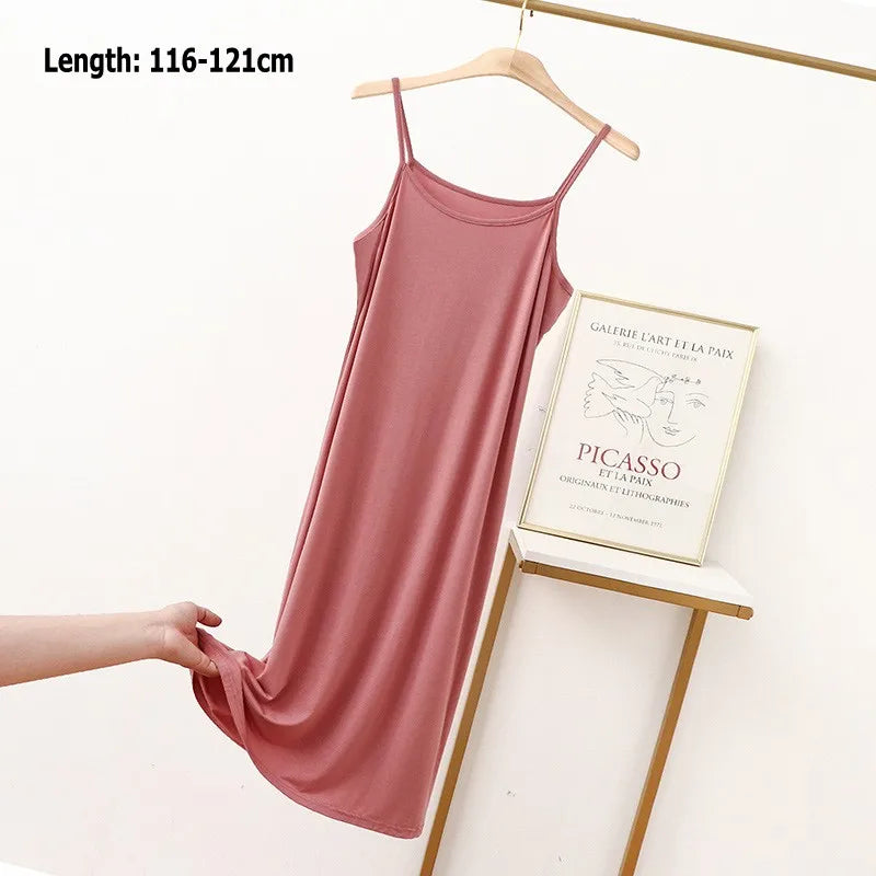 Vestido de tirantes finos para mujer, vestido lencero de modal, vestido largo sexy sin espalda