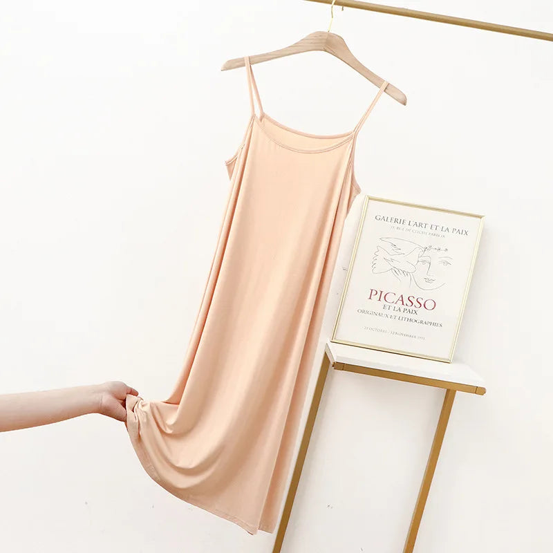 Vestido de tirantes finos para mujer, vestido lencero de modal, vestido largo sexy sin espalda