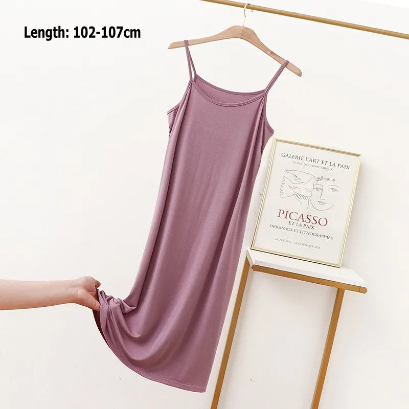 Vestido de tirantes finos para mujer, vestido lencero de modal, vestido largo sexy sin espalda