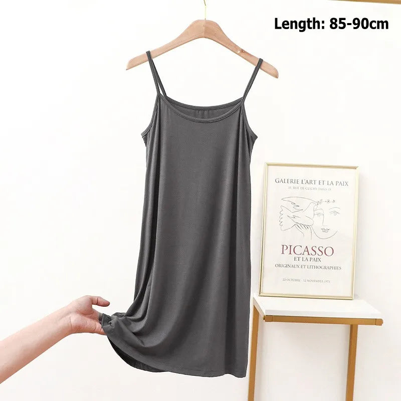 Vestido de tirantes finos para mujer, vestido lencero de modal, vestido largo sexy sin espalda