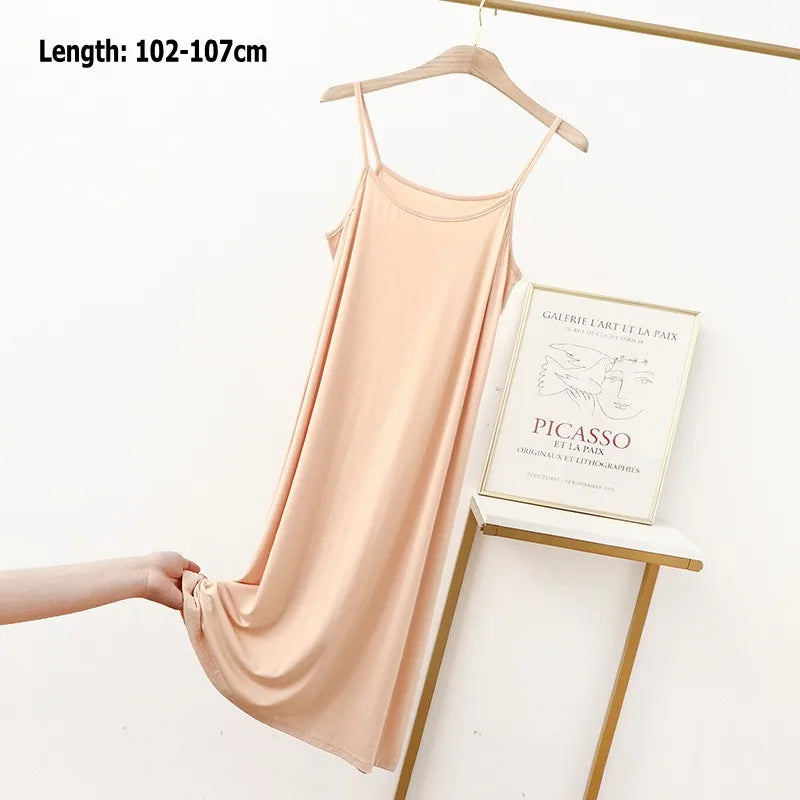 Vestido de tirantes finos para mujer, vestido lencero de modal, vestido largo sexy sin espalda