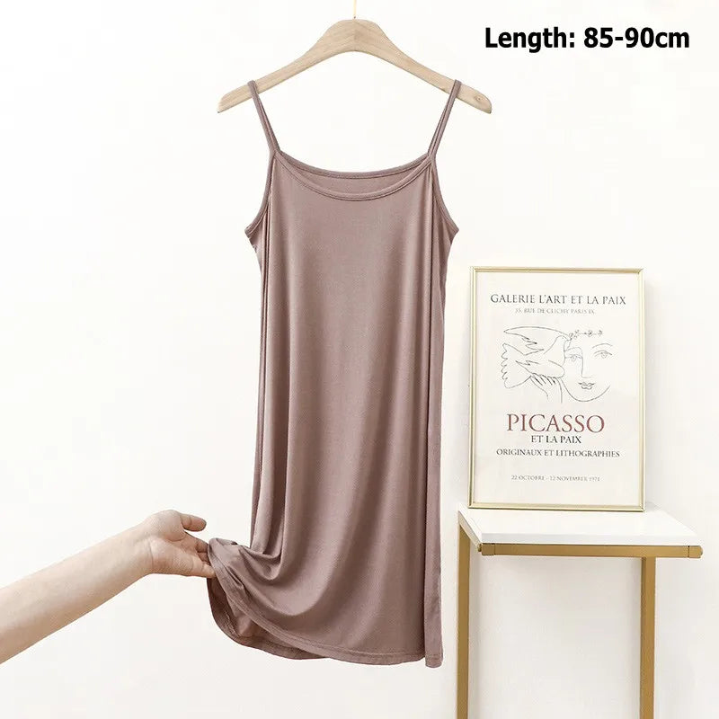 Vestido de tirantes finos para mujer, vestido lencero de modal, vestido largo sexy sin espalda