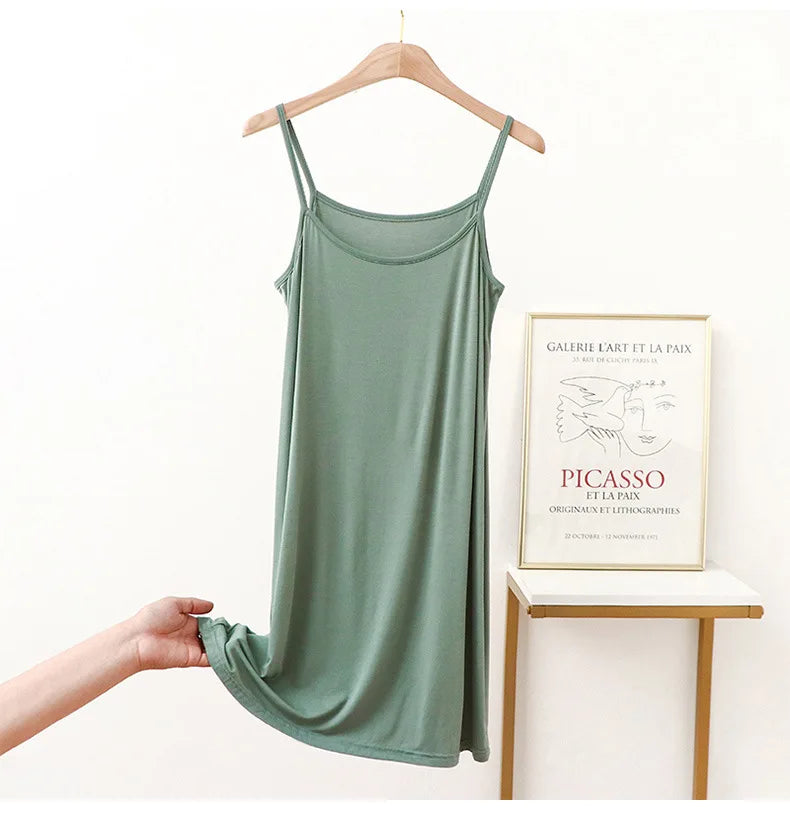 Vestido de tirantes finos para mujer, vestido lencero de modal, vestido largo sexy sin espalda