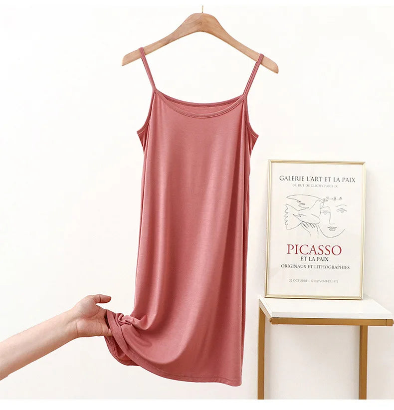Vestido de tirantes finos para mujer, vestido lencero de modal, vestido largo sexy sin espalda