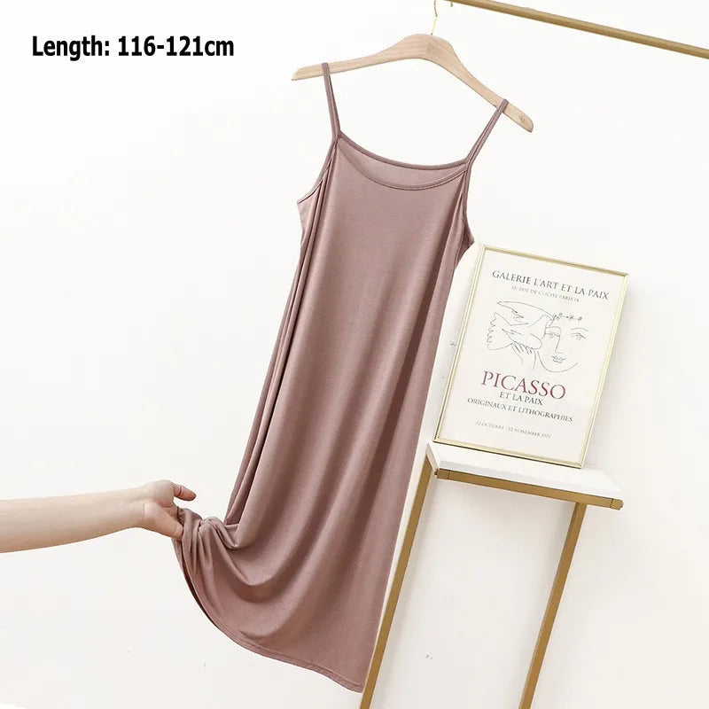 Vestido de tirantes finos para mujer, vestido lencero de modal, vestido largo sexy sin espalda