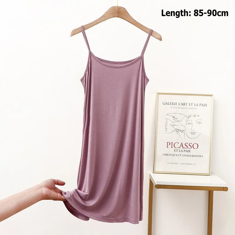 Vestido de tirantes finos para mujer, vestido lencero de modal, vestido largo sexy sin espalda
