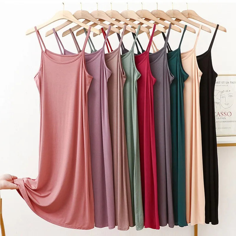 Vestido de tirantes finos para mujer, vestido lencero de modal, vestido largo sexy sin espalda