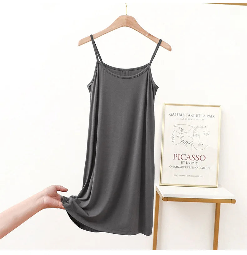 Vestido de tirantes finos para mujer, vestido lencero de modal, vestido largo sexy sin espalda