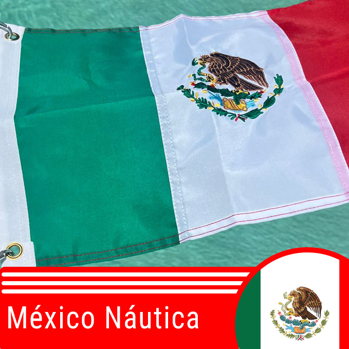 Bandera de México Naútica 30cm x 45cm bordada premium