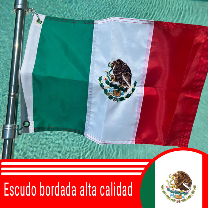 Bandera de México Naútica 30cm x 45cm bordada premium