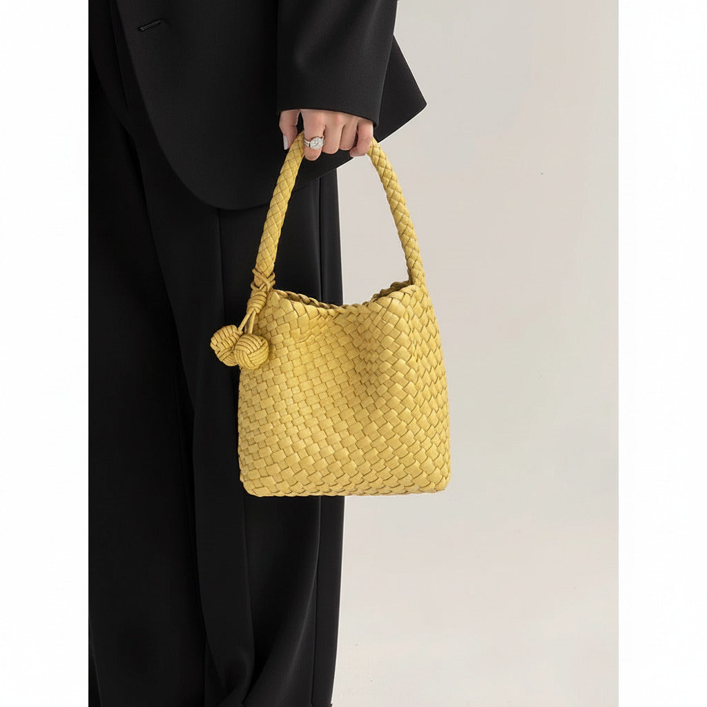 Bolso tejido a mano, bolso estilo canasta