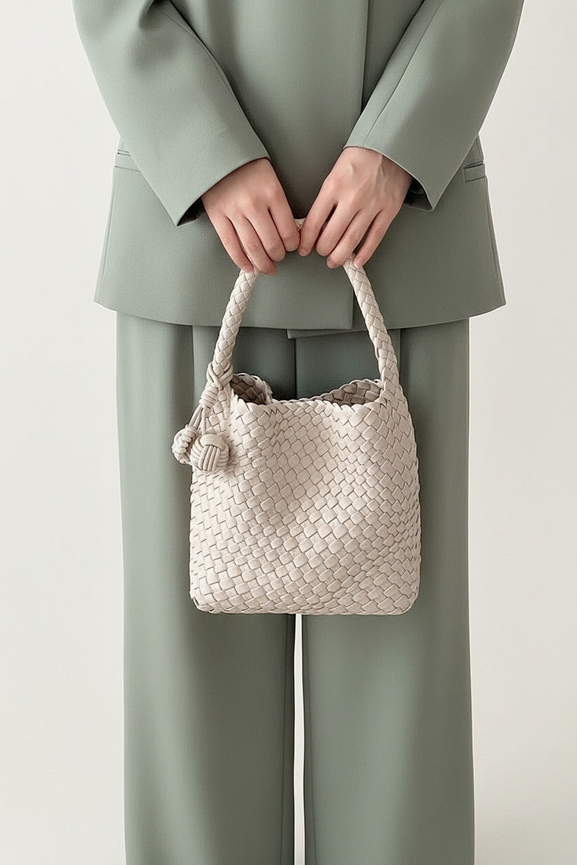 Bolso tejido a mano, bolso estilo canasta