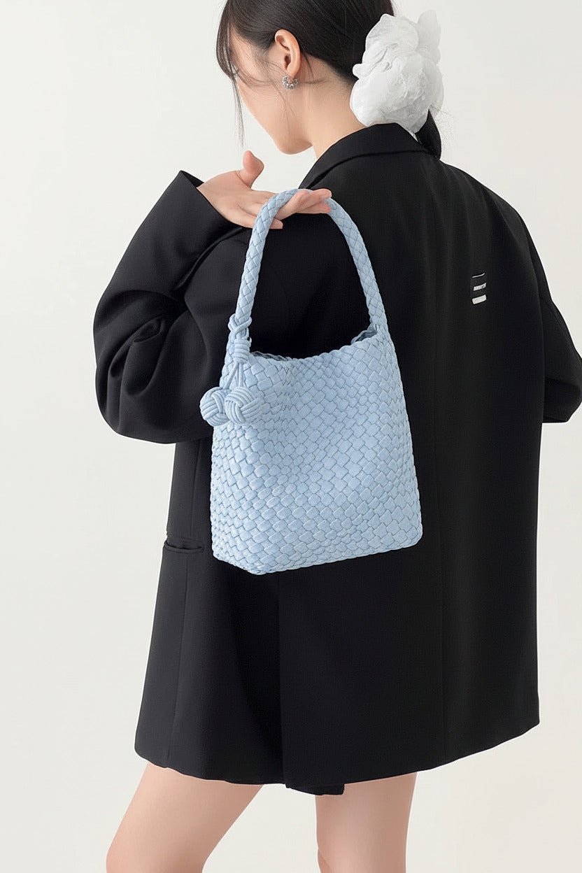 Bolso tejido a mano, bolso estilo canasta