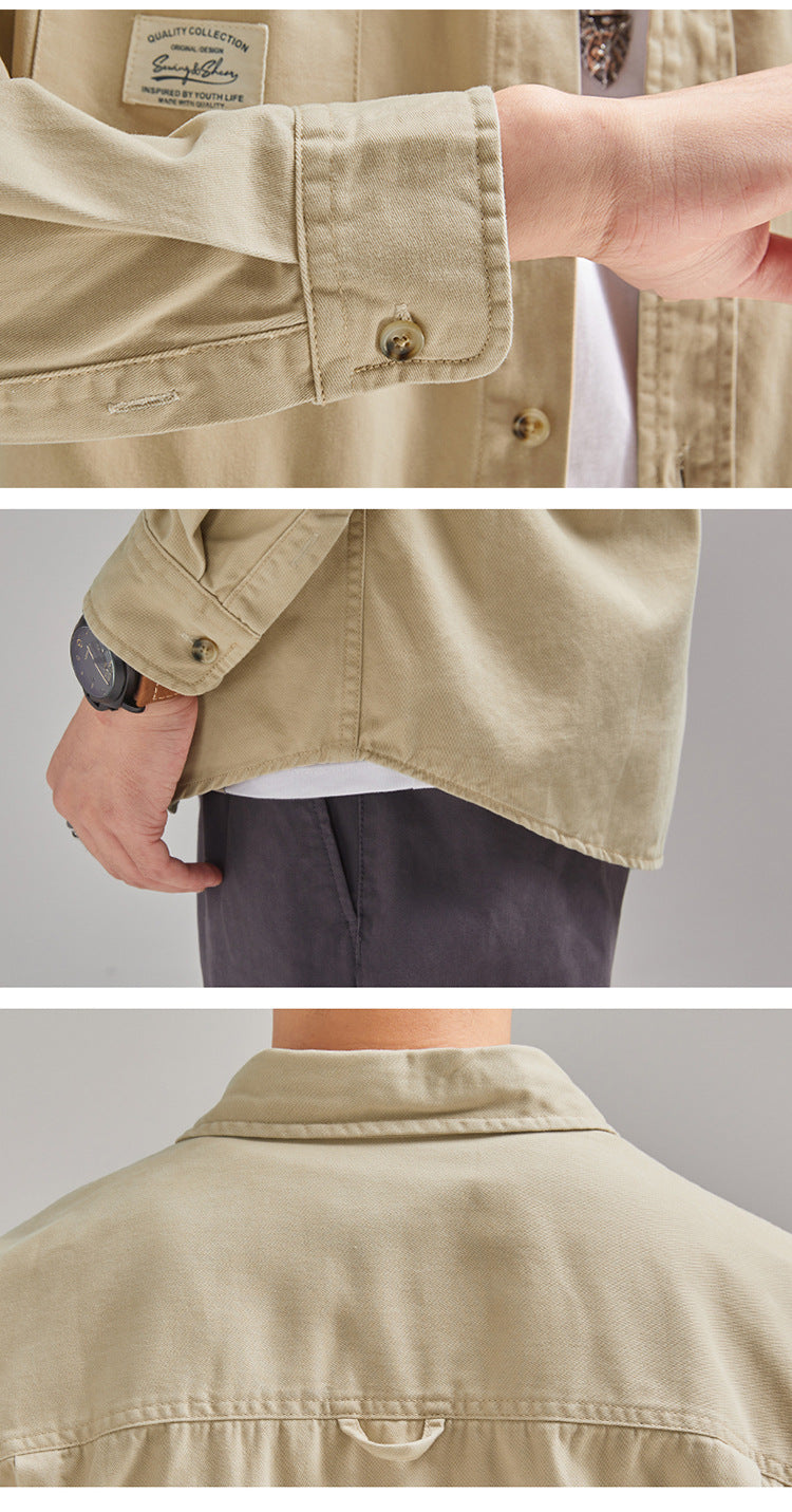 Camisa para hombre, estilo casual holgado con solapa, marca de moda masculina, de algodón
