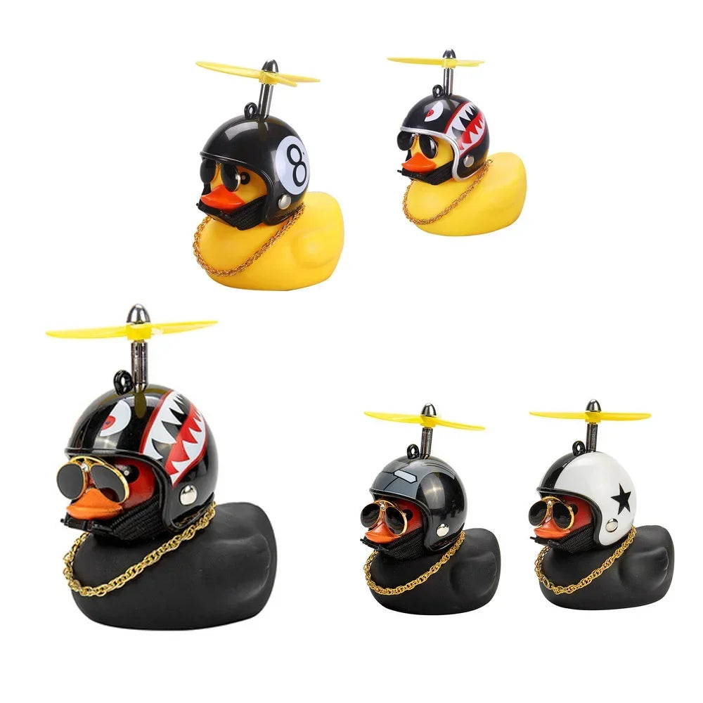 Pato de goma Broken Wind con colgante de casco, negro/amarillo