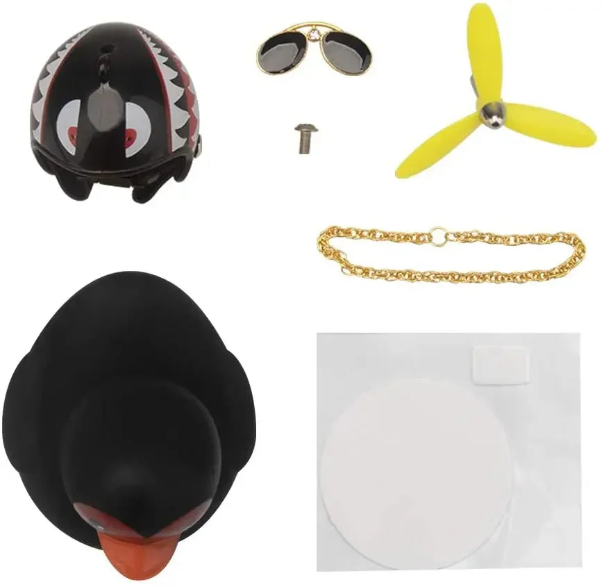 Pato de goma Broken Wind con colgante de casco, negro/amarillo
