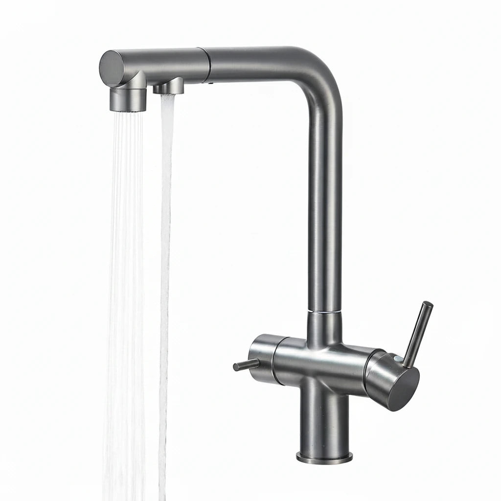 Llave de cocina con filtro de agua con rociador giratorio de 360°
