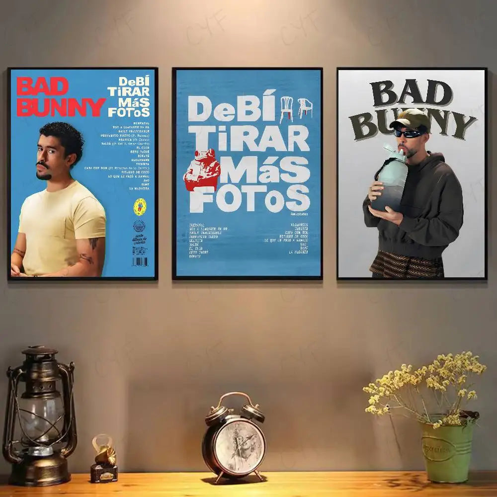 Póster de Bad Bunny Debi Tirar Mas Fotos, arte de pared, impresión artística adecuada para sala de estar, dormitorio, bar, salón, decoración del hogar, regalo