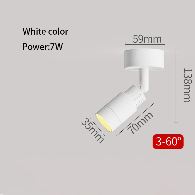 Foco LED con ángulo ajustable de 3 a 60 grados