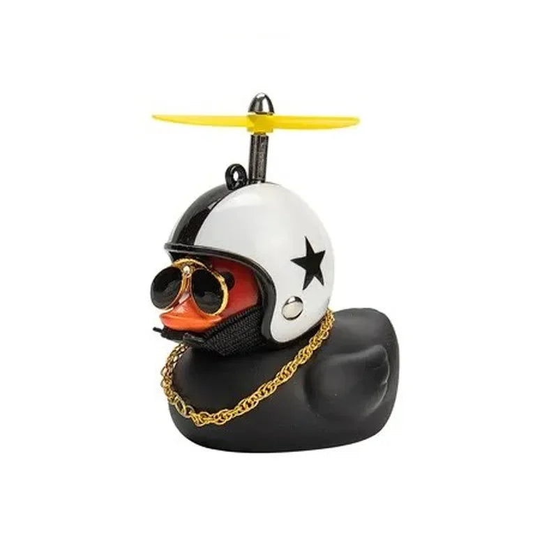 Pato de goma Broken Wind con colgante de casco, negro/amarillo