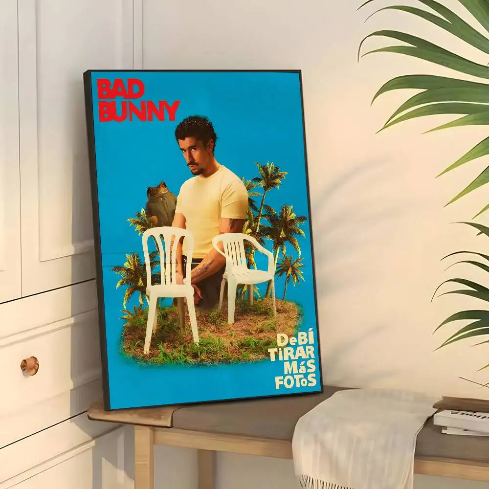 Póster de Bad Bunny Debi Tirar Mas Fotos, arte de pared, impresión artística adecuada para sala de estar, dormitorio, bar, salón, decoración del hogar, regalo