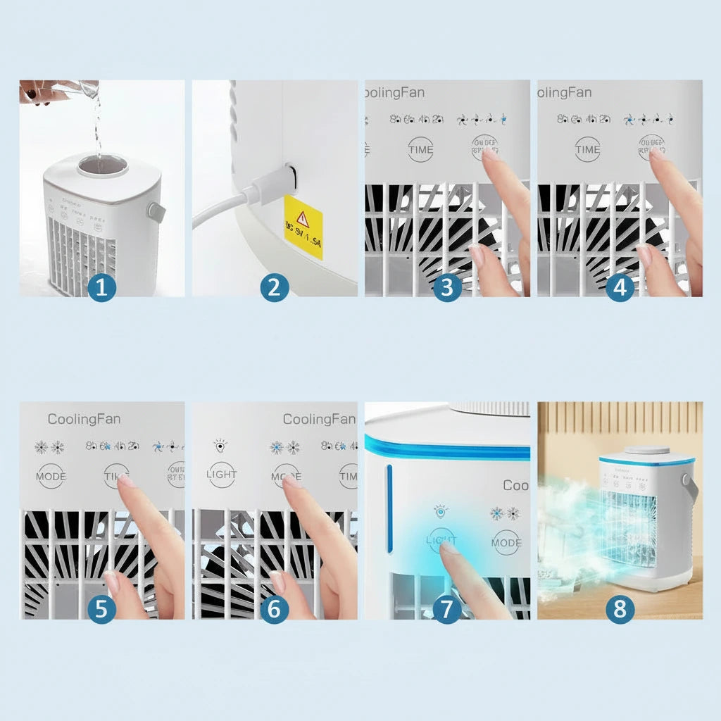 Aire acondicionado portátil, ventilador de refrigeración por agua, ventilador de mesa USB