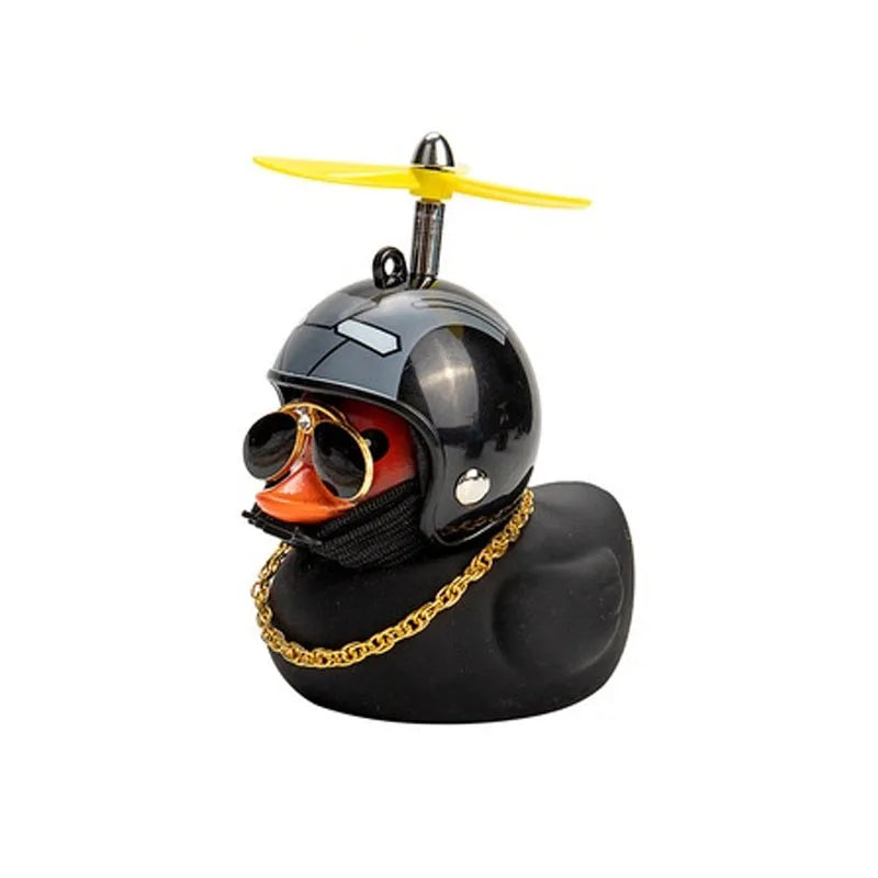 Pato de goma Broken Wind con colgante de casco, negro/amarillo
