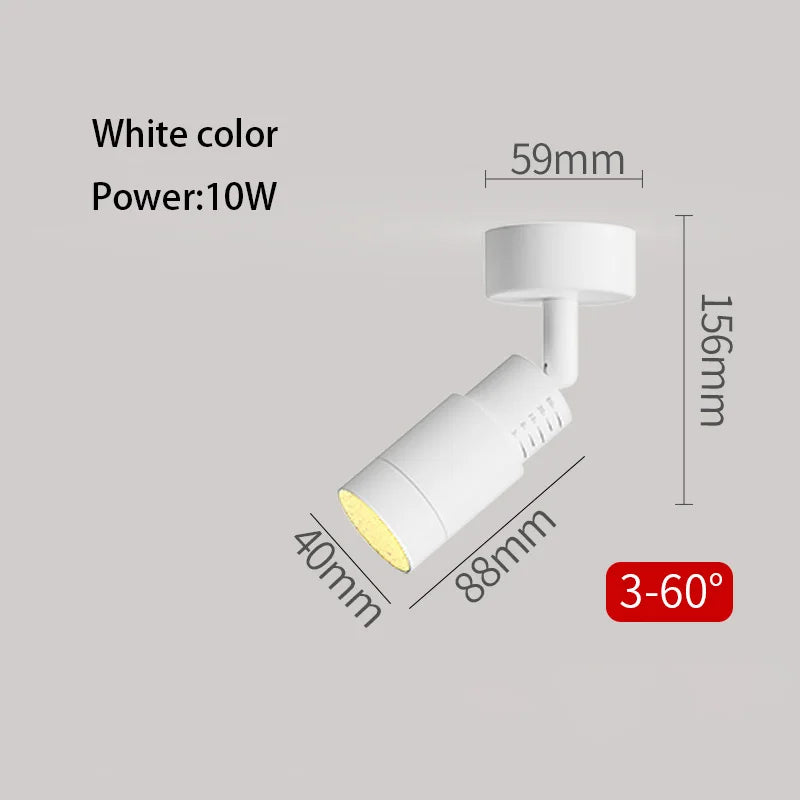 Foco LED con ángulo ajustable de 3 a 60 grados