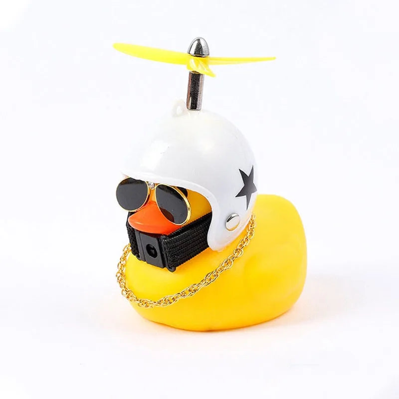 Pato de goma Broken Wind con colgante de casco, negro/amarillo