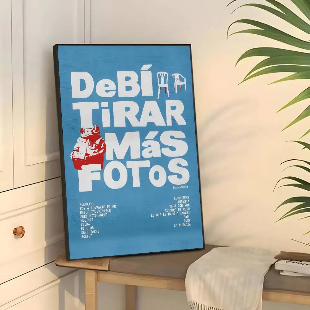 Póster de Bad Bunny Debi Tirar Mas Fotos, arte de pared, impresión artística adecuada para sala de estar, dormitorio, bar, salón, decoración del hogar, regalo