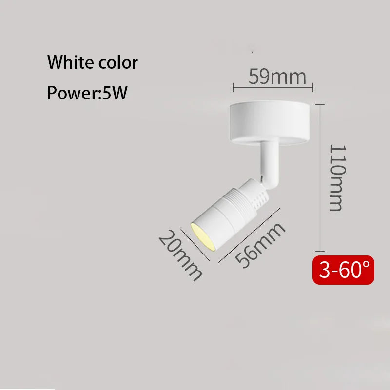 Foco LED con ángulo ajustable de 3 a 60 grados