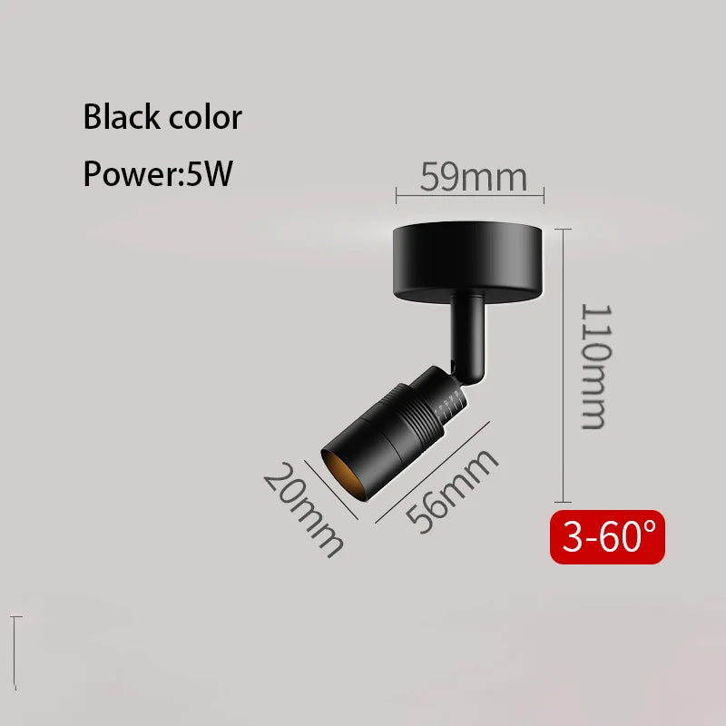 Foco LED con ángulo ajustable de 3 a 60 grados