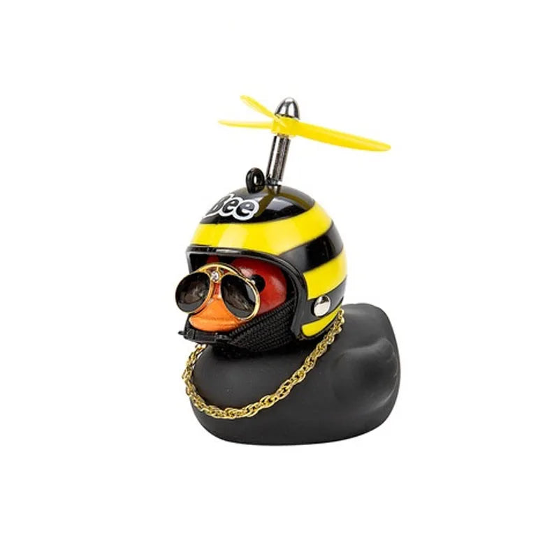 Pato de goma Broken Wind con colgante de casco, negro/amarillo