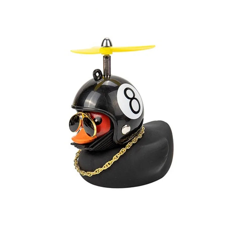 Pato de goma Broken Wind con colgante de casco, negro/amarillo