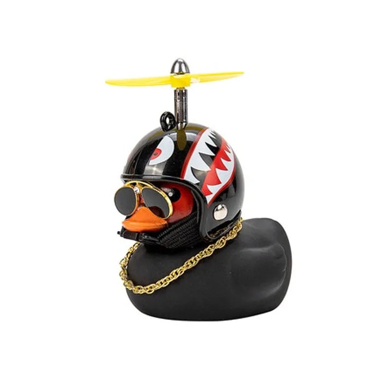 Pato de goma Broken Wind con colgante de casco, negro/amarillo