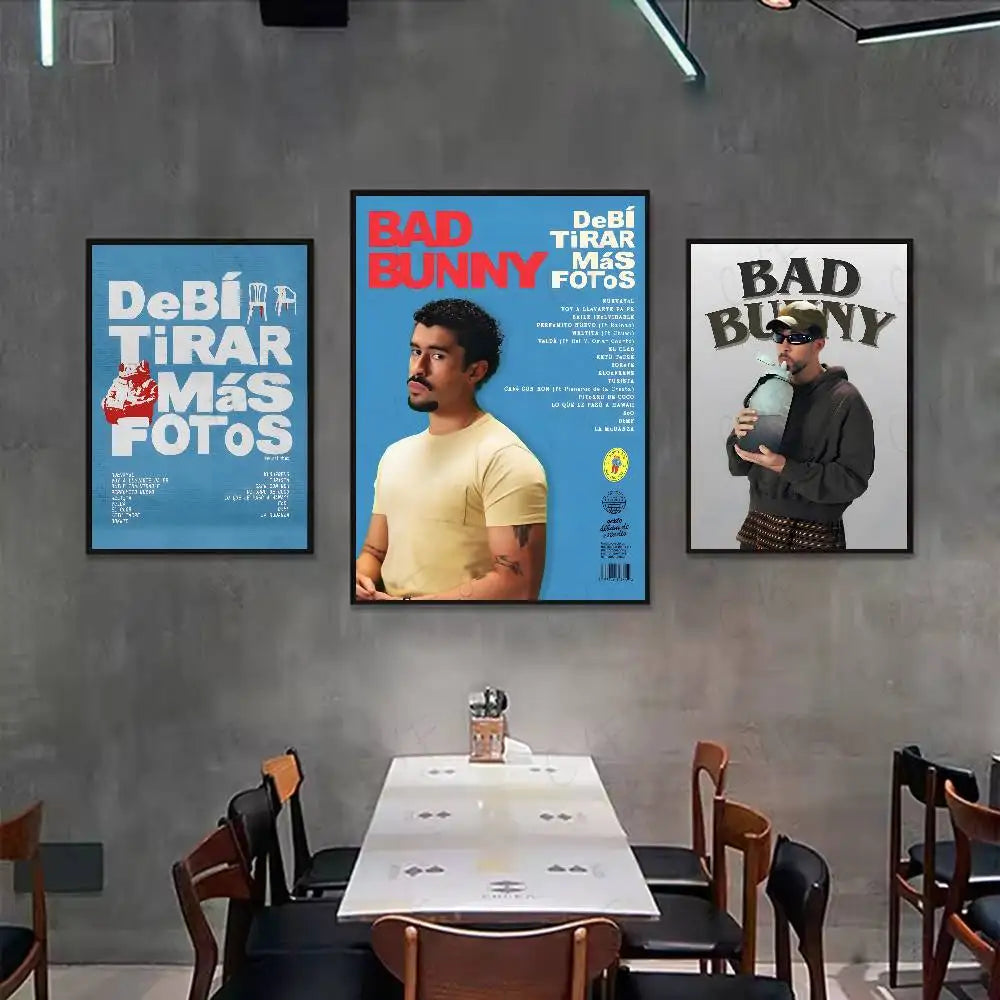 Póster de Bad Bunny Debi Tirar Mas Fotos, arte de pared, impresión artística adecuada para sala de estar, dormitorio, bar, salón, decoración del hogar, regalo