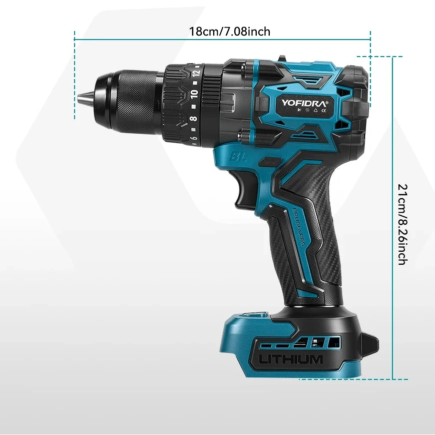 Taladro de impacto eléctrico sin escobillas No incluye batería, 20+3 Torque 900N.m 13MM