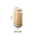 Vaso de vidrio transparente de 450 ml/550 ml con tapa de madera y popote