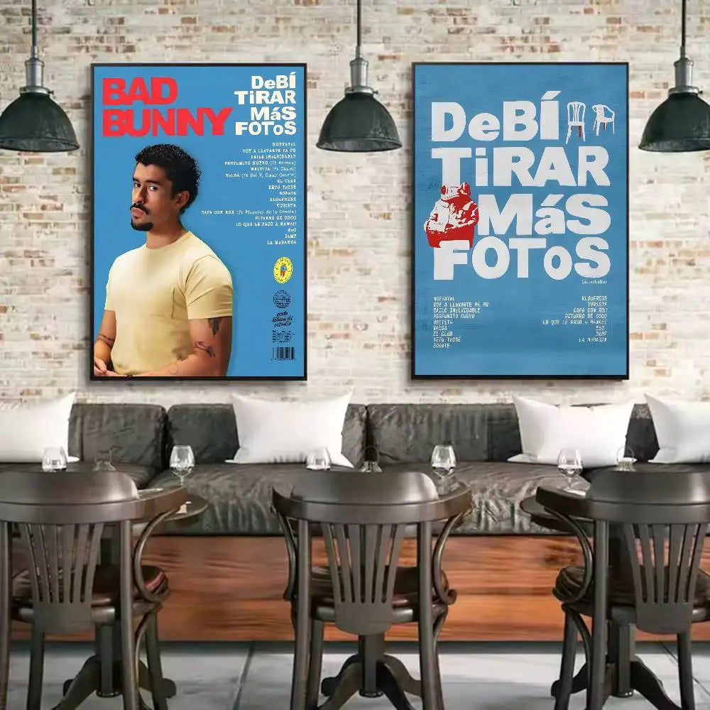 Póster de Bad Bunny Debi Tirar Mas Fotos, arte de pared, impresión artística adecuada para sala de estar, dormitorio, bar, salón, decoración del hogar, regalo