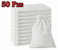 50 Bolsas de yute blanca con cordón para regalos de boda DIY, ideal para envasar dulces, chocolates y joyas
