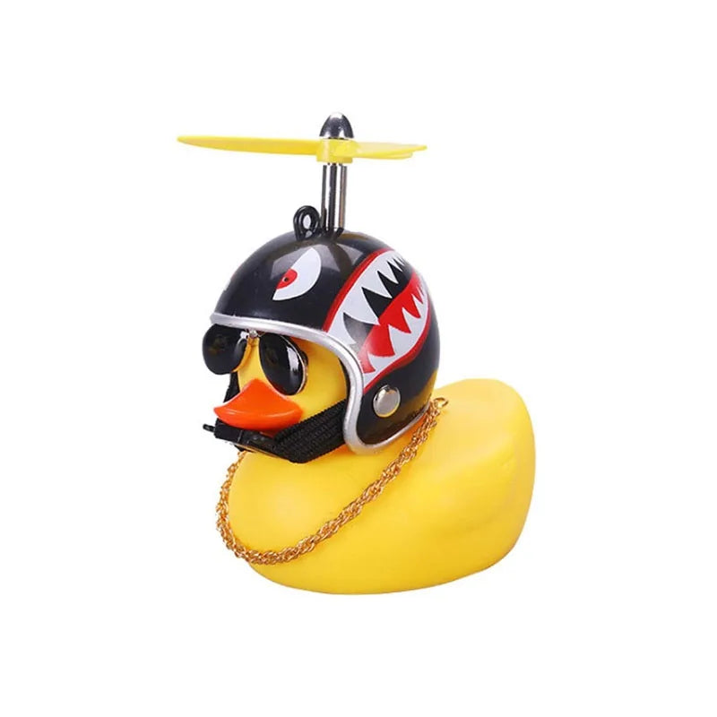 Pato de goma Broken Wind con colgante de casco, negro/amarillo