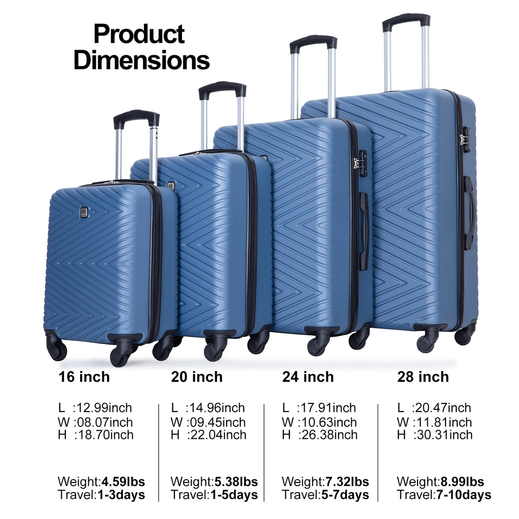 Juego de maletas Travelhouse de 4 piezas  24 y 28 pulgadas con cerradura TSA