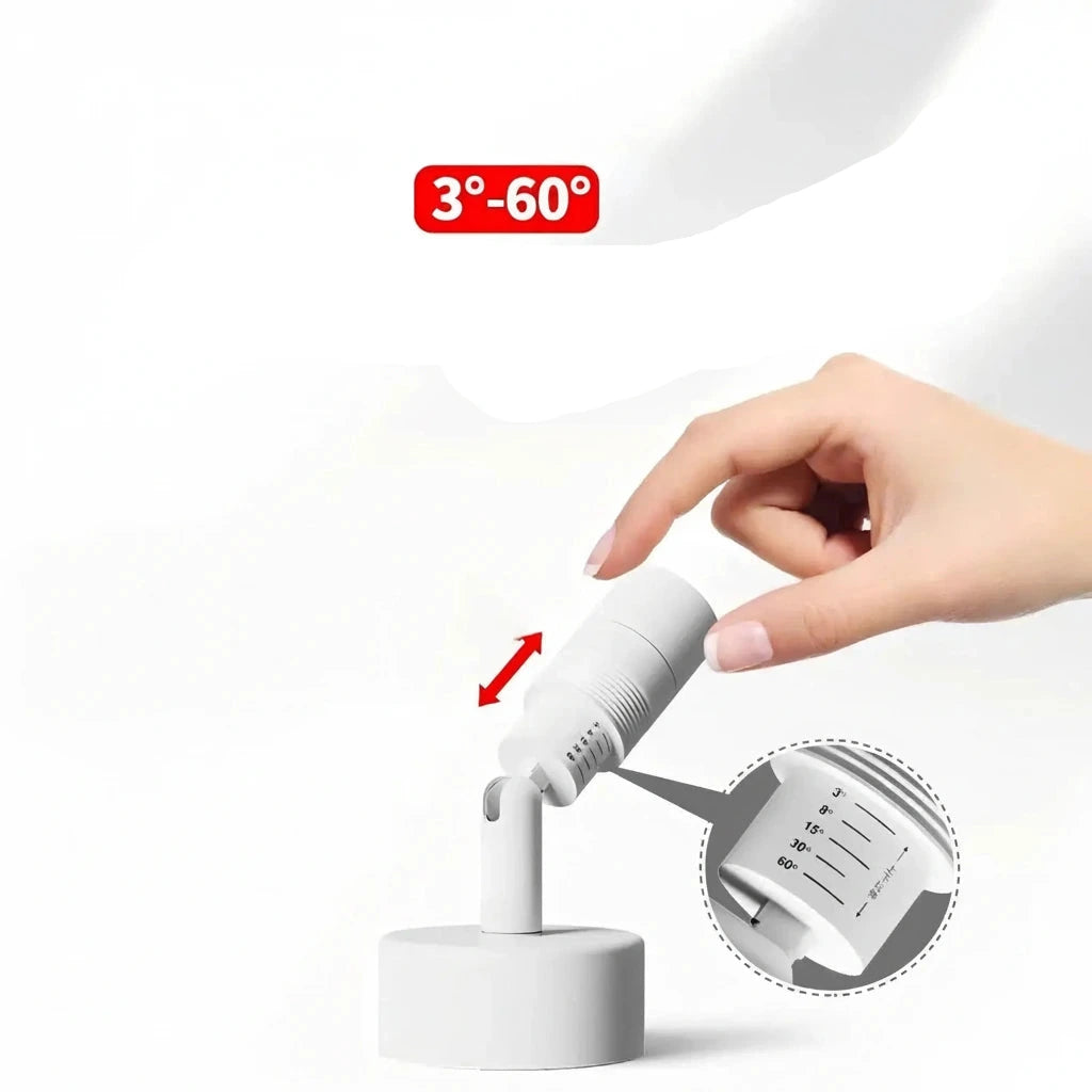 Foco LED con ángulo ajustable de 3 a 60 grados