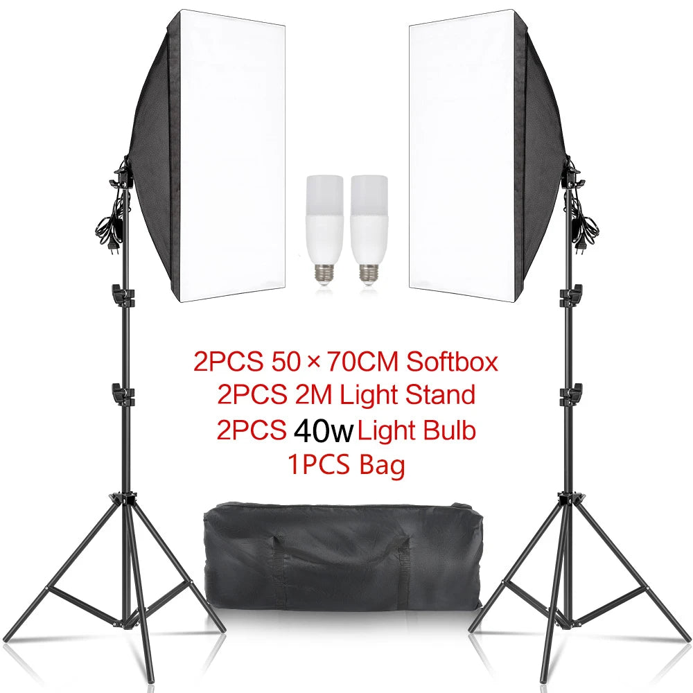 Kit de iluminación Softbox de 50x70 cm para fotografía