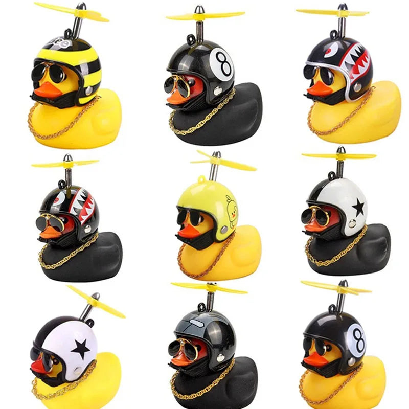 Pato de goma Broken Wind con colgante de casco, negro/amarillo