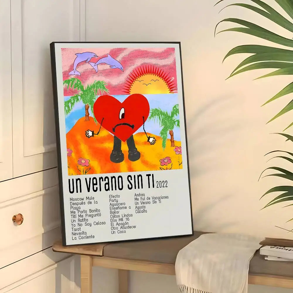 Póster de Bad Bunny Debi Tirar Mas Fotos, arte de pared, impresión artística adecuada para sala de estar, dormitorio, bar, salón, decoración del hogar, regalo