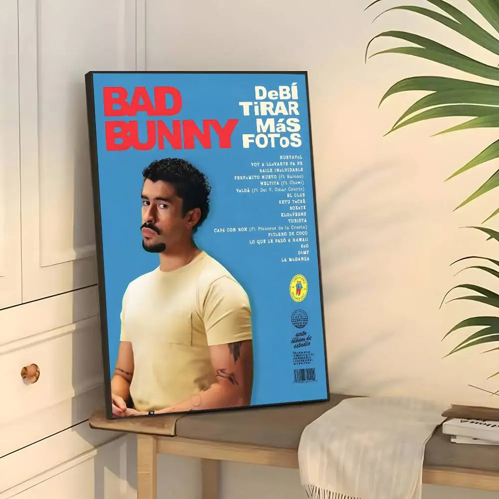 Póster de Bad Bunny Debi Tirar Mas Fotos, arte de pared, impresión artística adecuada para sala de estar, dormitorio, bar, salón, decoración del hogar, regalo