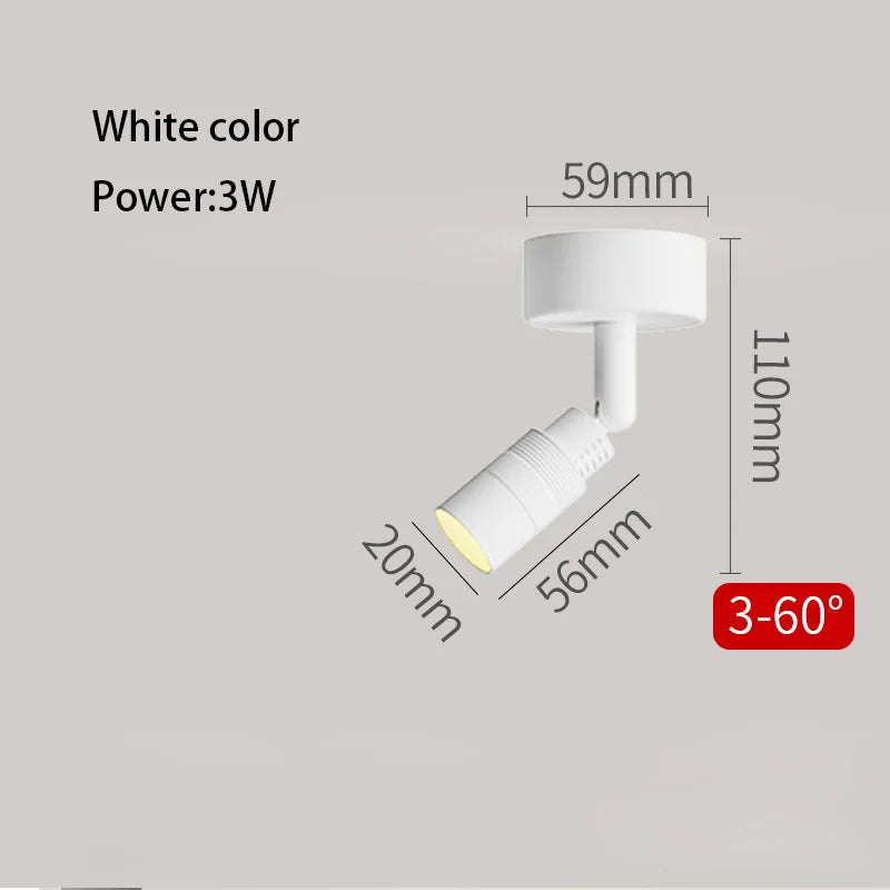 Foco LED con ángulo ajustable de 3 a 60 grados