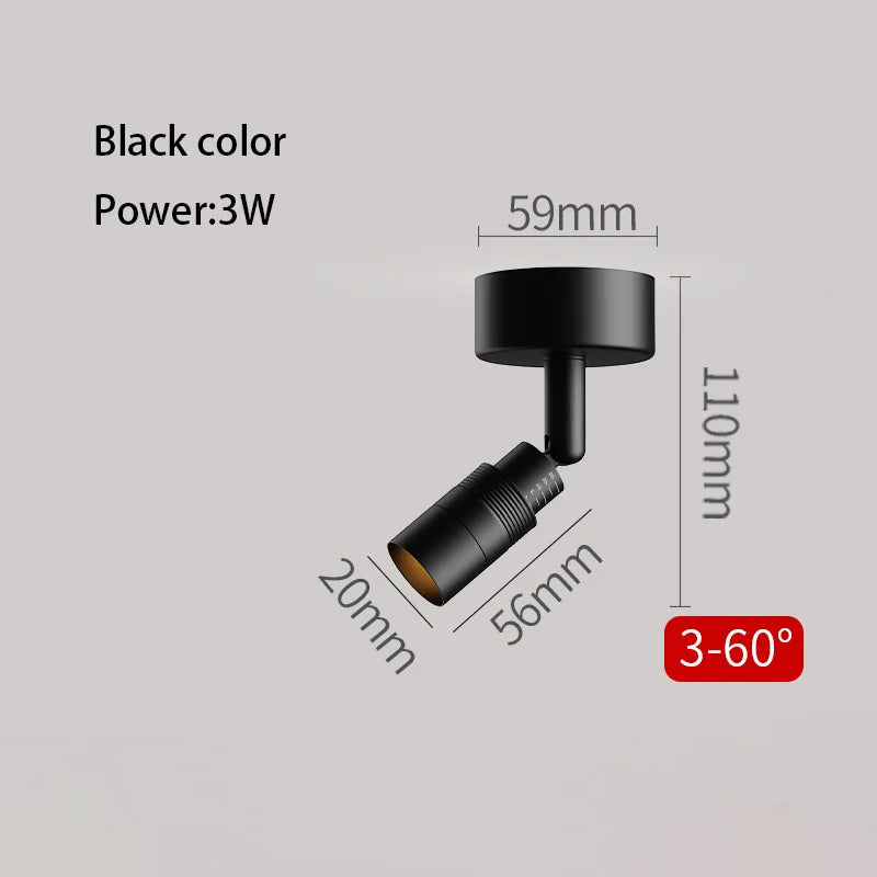 Foco LED con ángulo ajustable de 3 a 60 grados