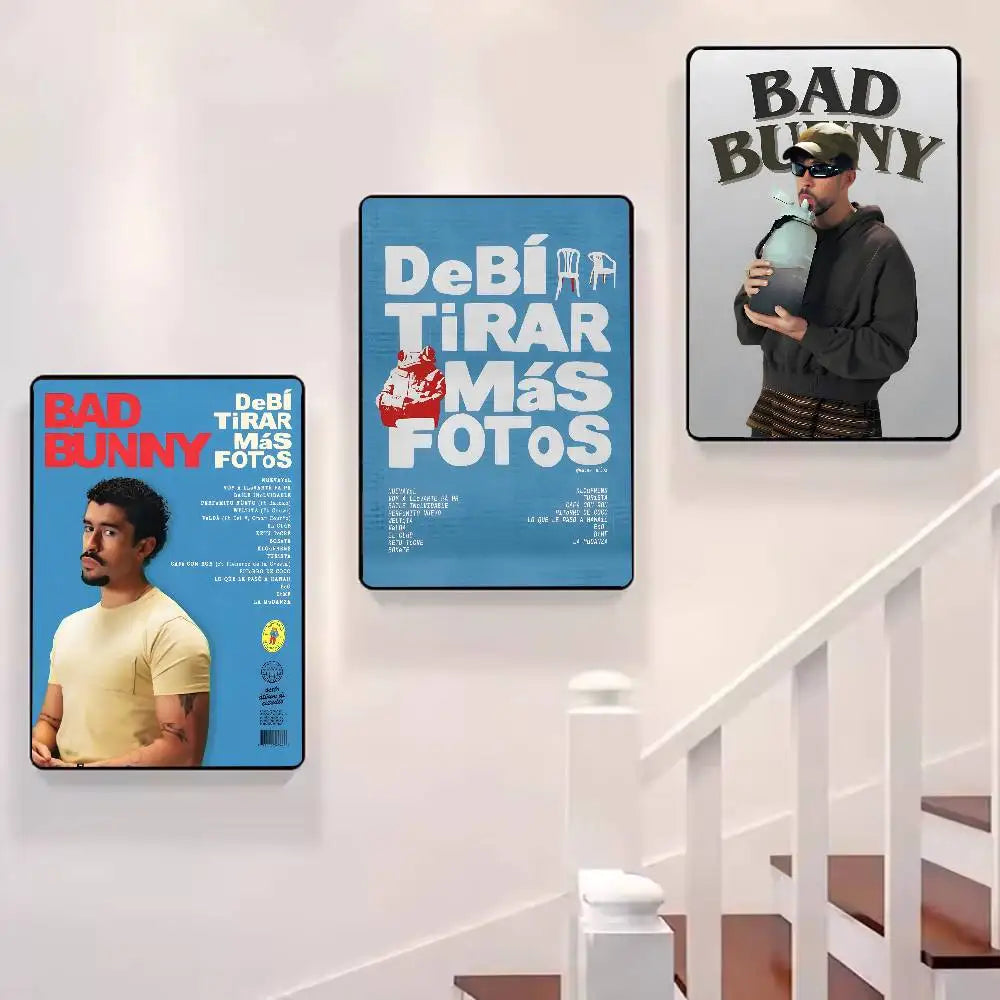 Póster de Bad Bunny Debi Tirar Mas Fotos, arte de pared, impresión artística adecuada para sala de estar, dormitorio, bar, salón, decoración del hogar, regalo